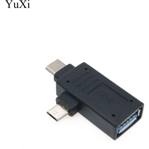 YuXi OTG USB 3.1 Type-C + Micro USB Male to USB 3.0 Type A Female Adapter Connector 2 in 1 OTG Host Adapter Converter