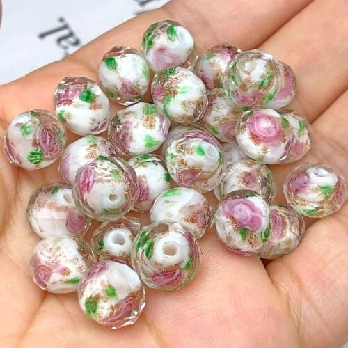 10mm White Murano Transparent Faceted Rondelle Flower Lampwork Crystal Glass Beads For Bracelet Making Diy Accessories Crafts