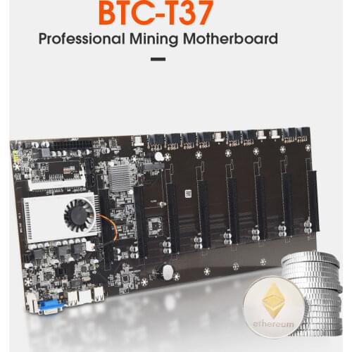 BTC-37 Mining Motherboard CPU Set 8 miner Video Card Slot DDR3 Memory Adapter Integrated VGA Interface Low Power Consumption