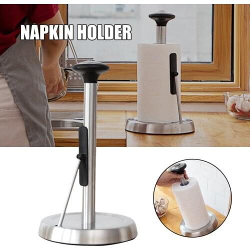 Paper Towel Rack Kitchen One-Hand Tear-Pull Vertical Wiping Hand Floor Non-Perforated Roll Paper Holder TN88