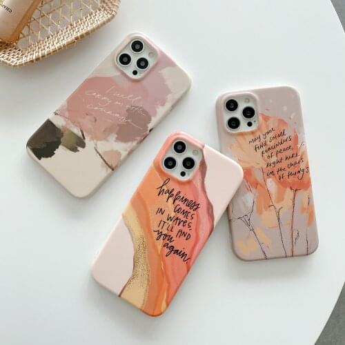 Retro Art abstract Letter Phone Case For iPhone 11 Cases For iphone 12 Pro Max XR X 7 8Plus geometry Graffiti watercolour Cover