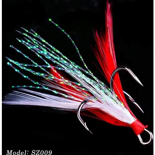 Lot 20pcs Fish hook 2 4 6 8 10# Black Fishing Hooks with Feather Fly Fishing Tackle High Carbon Steel Barbed Sharp Hooks SZ009