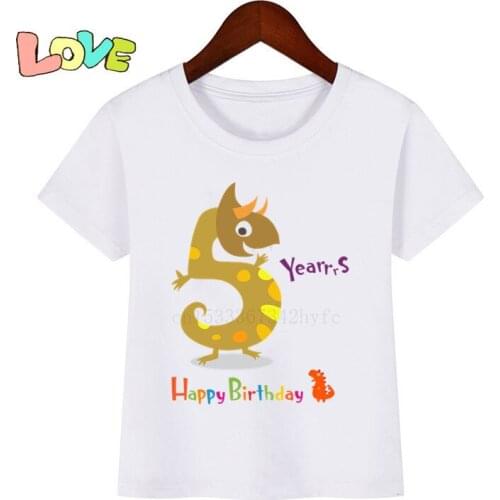 Baby Kids Cartoon Dinosaur Number 1-10 Print T Shirt Children Birthday Dino Numbers T-shirts Boy&Girl Funny Gift Tshirt Present