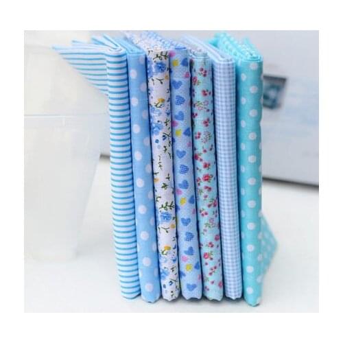 DIY handmade patchwork fabric cloth 25 * 25CM light blue collection plain cotton cloth group 7pcs/lot