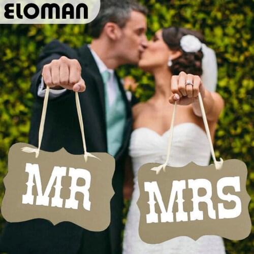 ELOMAN 'MR&MRS' Wedding decorations chair signs for wedding party photo booth supplies