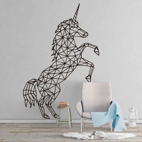 Geometric Unicorn Wall Decals Vinyl Interior Home Decor For Living Room Bedroom Decoration Mural Minimalist Art Sticker 4020