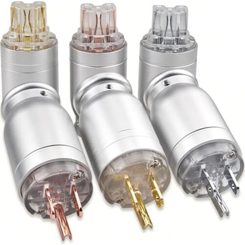 Hi-End Pure Copper Gold/Rhodium Plated US Power Plug IEC Connector For DIY HIFI AMP Audio CD Player AC Cord Cable
