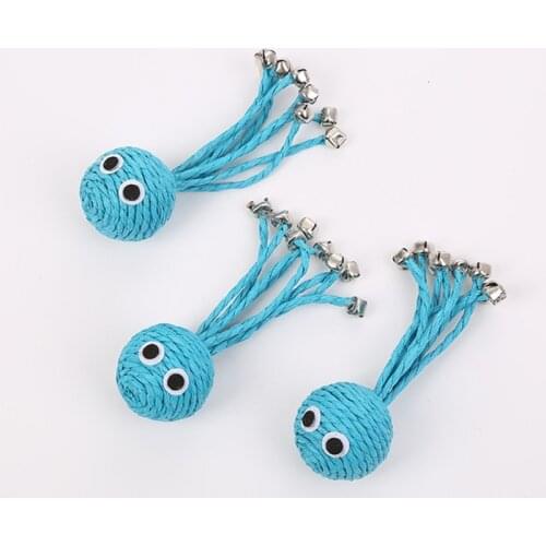 Cat Toy Blue Ball Paper Rope Small Octopus With Bell Dog Cat Pet Toy Interesting Interactive Toy Pet Supplies Toy