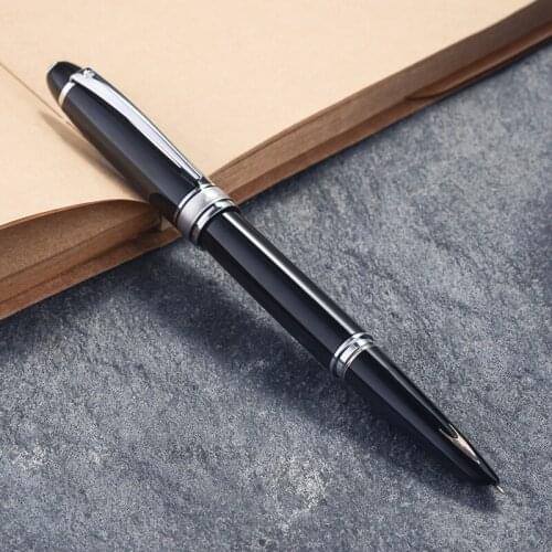 Hero 100 14K Gold Nib Classic Fully Metal Fountain Pen Arrow Mark Authentic Quality Black-Silver Clip Ink Pen Writing Gift Set