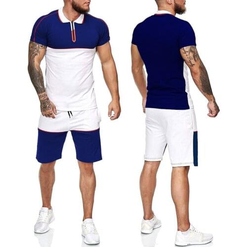 2021New Mens Summer Leisure Sets Polos+Shorts Two Pieces Casual Tracksuit Male Sportswear Gym Breathable Clothing Sweat Suit