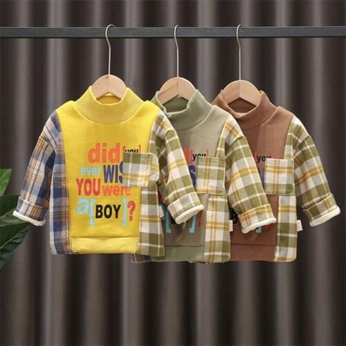 Stitching Letter Sweater Coat Autumn Winter Kid Plaid Jacket For Boys Girls Fashion Wear Child Casual Hedging Clothing Outerwear