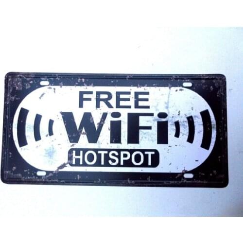 Free Wifi Hotspot Metal Tin Signs Pub Bar Garage Retro Kitchen Cafe Beer Garden