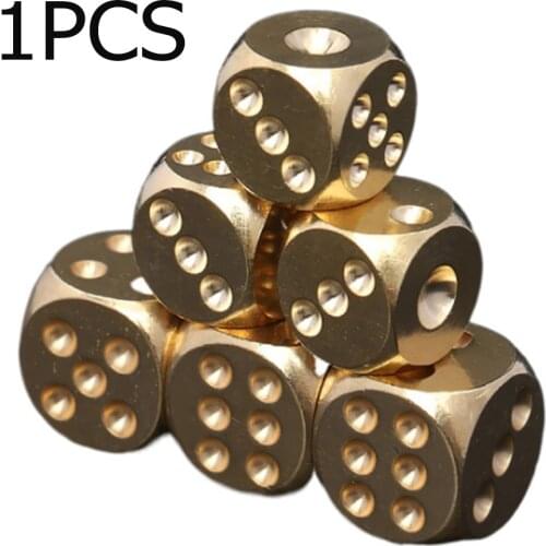 A Piece Metal Bronze Metal Funny Dice Standard Six Sided Decider Game Tool Club Bar Supplies Gold Game Acessorios