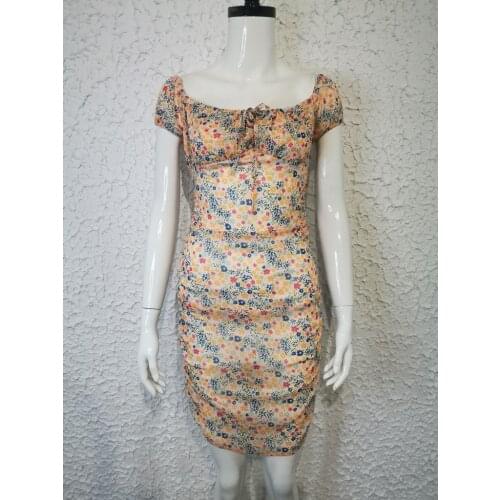 Summer Dress Women Robe Femme Print Pencil Dresses Shrinkage Square Collar Slim Hips Mini Y2K Dress For Woman Vestido De Mujer