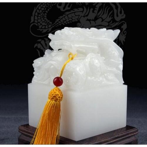 Engraved Seal Sets Production of Afghan White Jade Pan Large Stone Decoration Names Calligraphy Collection Chapter