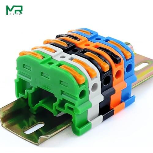 NEW PCT-211 Fast Universal Compact Din Rail type screw free wiring block LED Light Lamp Conector Wiring Conductor Terminal BlocK