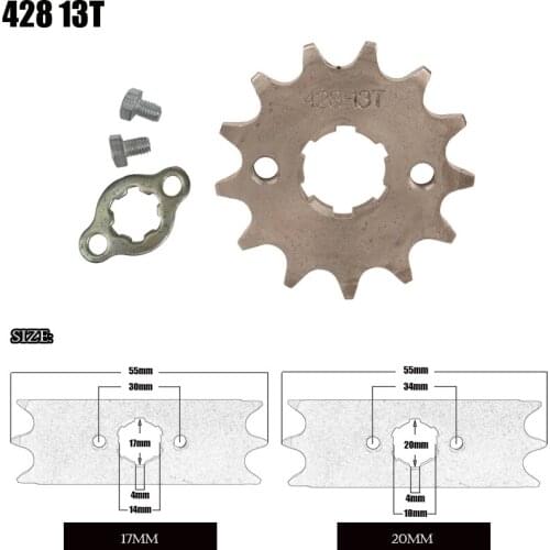 428 13T tooth 17mm 20mm front engine sprocket ATV BIKE 50cc 70cc 90cc 110cc 125cc 150cc