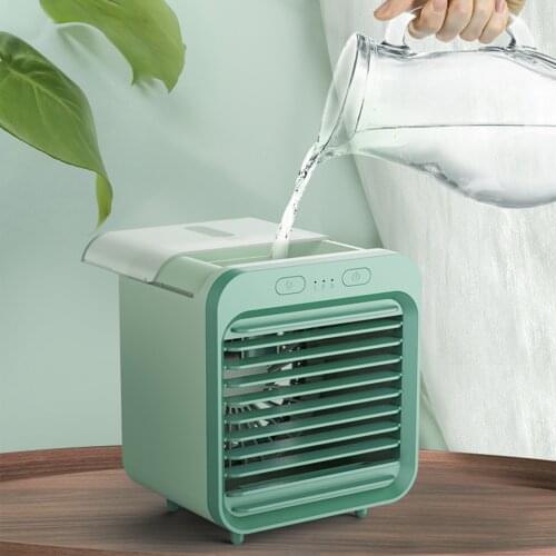 Portable Air Cooler Fan Mini USB Desk Fan Air Conditioner Light Desktop Air Cooling Fan Humidifier Purifier For Office Bedroom