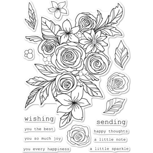 Rose Bouquet Transparent Silicone Clear Stamps/Seal for DIY Scrapbooking/Photo Album Decorative Cards Making Paper Crafts