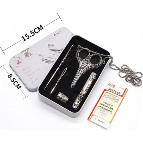 Retro Vintage Scissors With Chain Arts Handcraft embroidery thread Sewing Scissors Fabric Scissors Cross Stitch tailor scissors