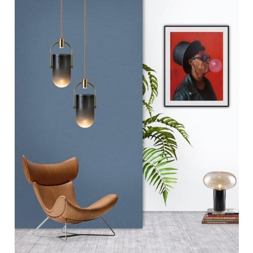 Nordic single head small chandelier glass dining room lamp chandelier bar coffee personality creative bedroom bedside chandelier