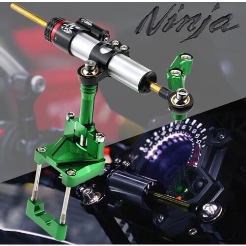 CNC Steering Damper Stabilizer and Titanium Bracket Mounting for Kawasaki Ninja 300 NINJA300 EX300 2013-2017 2014 2015