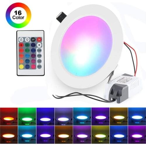 12W 220V LED Recessed Downlight RGB Round Recessed Lamp (16colors) With Remote Control Led Ceilling Lamp LED Driver Included