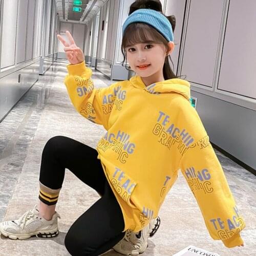 Girls' Hoodies Sweatshirts Kids Outwear 2021 Printed Velvet Thicken Warm Winter Autumn Cotton Fleece Outdoor Childrens Clothing