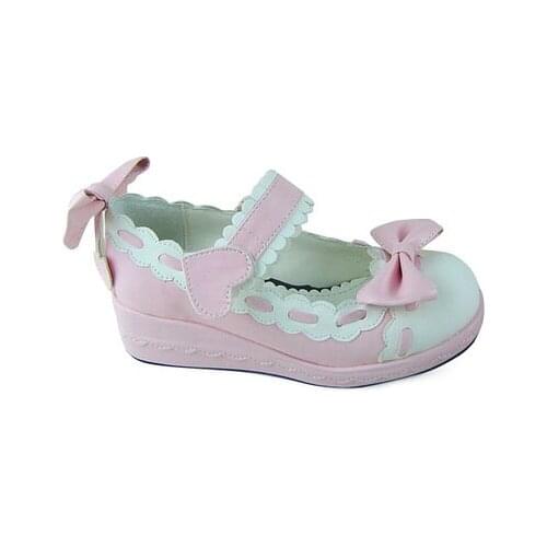 Princess sweet lolita shoes Lolita Japanese design customized special shaped blue with white bow buckle platform shoes an1241