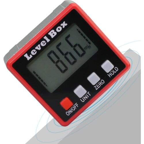 360 Degree Mini Digital Protractor Inclinometer Angle Gauge Precision Digital Protractor Electronic Level Box Magnetic Base Red