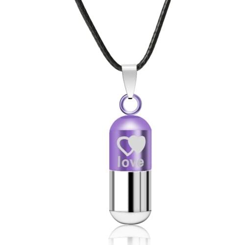 Unisex Vintage Pill Ash Holder Perfume Box Pendant Leather Chain Shellhard Love Urn Cremation Metal Necklace Jewelry bisuteria