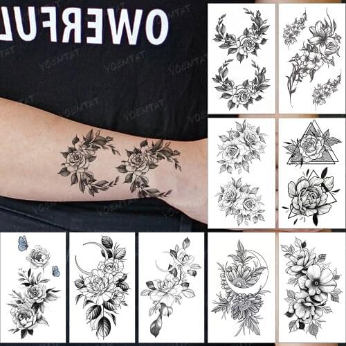 Waterproof Temporary Tattoo Sticker Female Tatto Male Rose Flower Peony Waist Wreath Realistic Body Art Tatto Sexy Tattoos