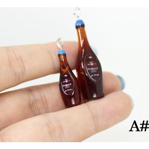 Yamily 10Pcs/Resin Wine Charm Dollhouse Alcohol Drink Liqour Bottle DIY Making Pendant Jewelry For Keychain Earrings Necklace