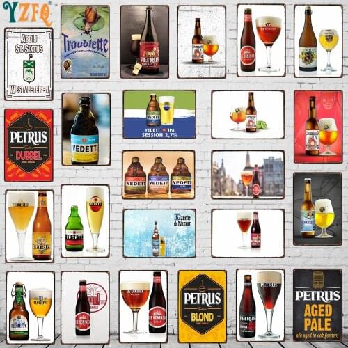 【YZFQ 】Belgium Beer Metal Vintage Decorative Signs Wall Bar Home Restaurant kitchen Man Cave Decor Vintage 30X20CM DU-9169A