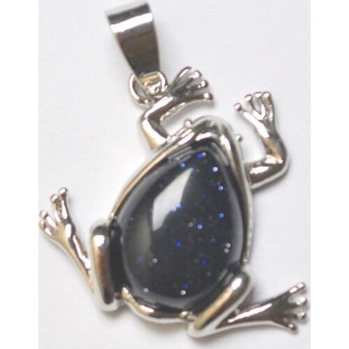 Blue Sandstone Stone Bead Pendant Frog Animal Jewelry For Woman Gift Fashion S3094