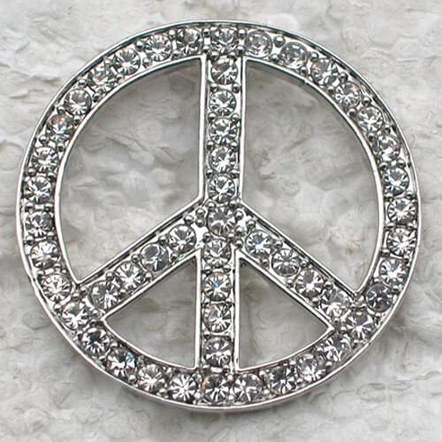 Clear Rhinestone brooch Peace mark Pin brooches C518 A