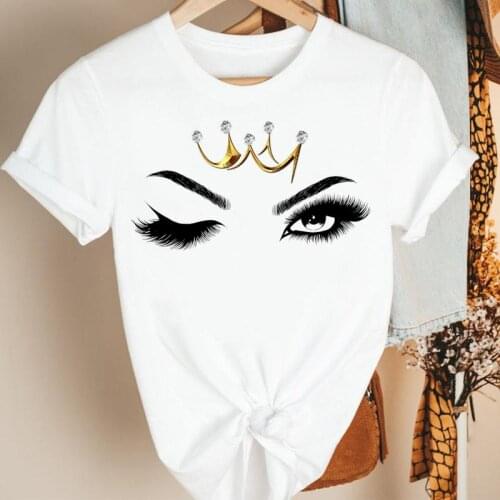 Women Clothes 90s Trend Style Casual Eye 90s Cartoon Summer Short Sleeve Tshirt Female Tee Print Fashion Top Graphic T-shirt