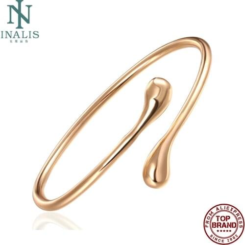 INALIS Water Drop Cuff Bracelets For Women Gold Plated Simple Copper Bracelet Anniversary Fashion Jewelry Free Shipping Best