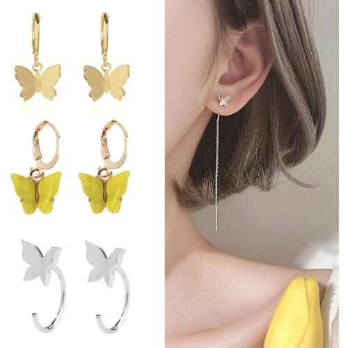 Earrings For Women Butterfly Small Ear Studs Cute Charm Colorful Sweetness Trendy Jewelry Gife Wedding Party