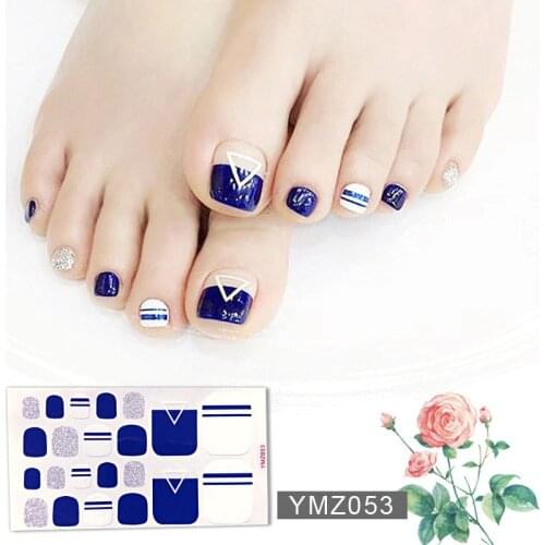 1Sheet Beauty Toenail Sticker Glitter Feet Decorations Adhesive Full Nail Art Stripes Nail File Stickers Manicure Environmental