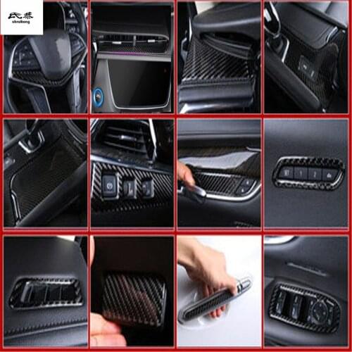 Free Shipping 1lot ABS carbon finber grain Interior decoration cover for 2016-2018 Cadillac XT5 car accessories