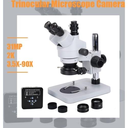1080P 21MP 2K HDMI USB C Mount Video Camera 3.5X-90X simul-focal Continue Trinocular Microscope Phone Soldering PCB Repair Tools