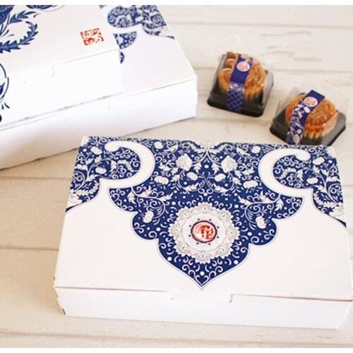 21*14*5cm Blue flower paper cake box candy box biscuit packing box gift boxes100piece\lot Fast shipping