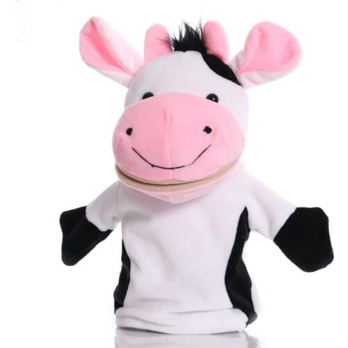 25cm Animal Hand Puppet Cute Cow Plush Toys Baby Educational Hand Puppets Cartoon Pretend Telling Story Doll for Children Kids