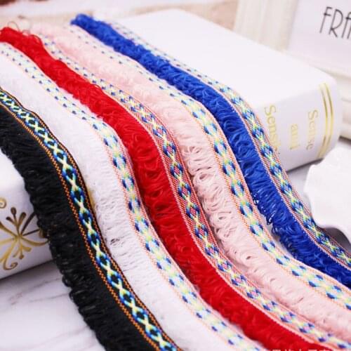 45Yards/Lot Jacquard Tassel Fringe National Lace Trim Ribbon Sewing Latin Dress Stage Garment Curtain DIY Accessories
