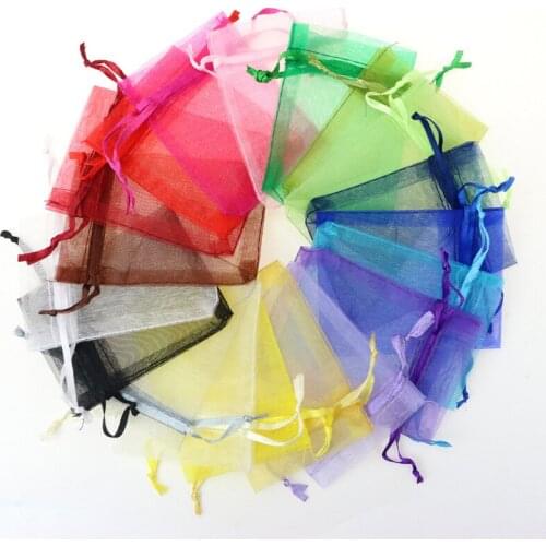 50pcs 7x9 9x12 13x18cm Organza Bags colorful Jewelry Packaging Gift Candy Wedding Party Goodie Packing Favors Pouches Bags