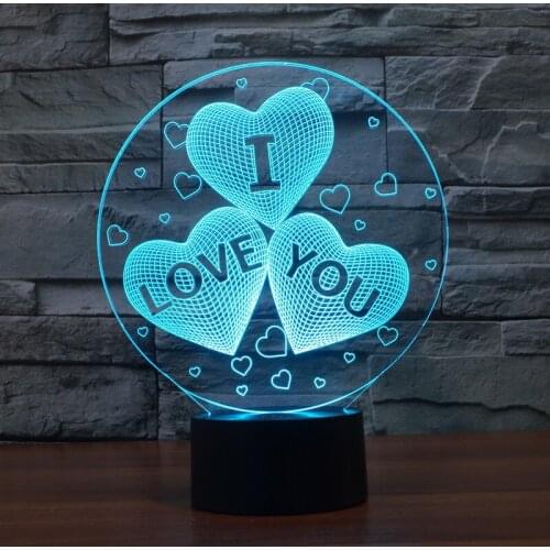 7 colour 3 d lamp I love you Valentines Gift Creative Gifts LED night lamp