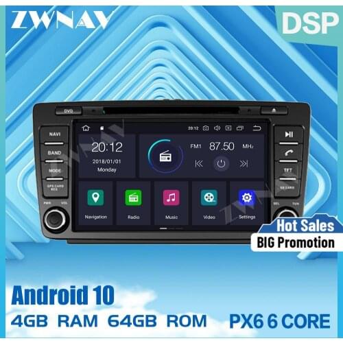 PX6 4G+64G Android 10.0 Car DVD Stereo Multimedia For Skoda Octavia A7 2008-2015 Radio GPS Audio Video stereo head unit free map