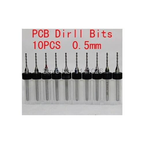 Free Shipping 10 Pcs 0.5MM Import Carbide PCB Drill Bits, Print Circuit Board Mini CNC Drilling Bit Set, Woodworking Tools