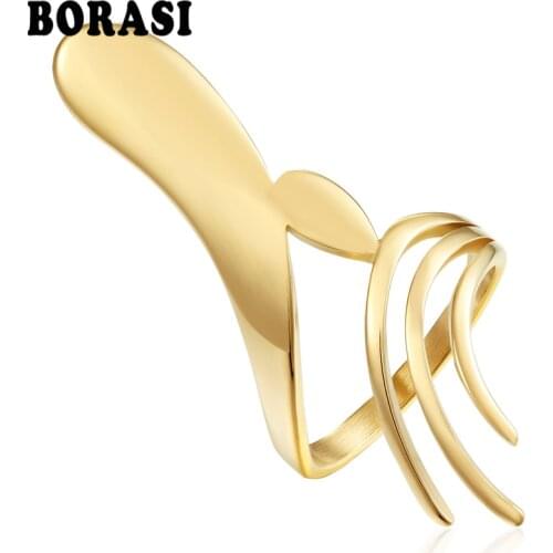 BORASI Rings For Women Ice Cream Shape Irregular Style Wedding Bands Ring Stainless Steel Engagement Ring Fashion Jewelry Rings